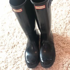 Hunter black tall boots size 8